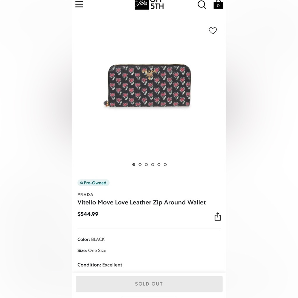 PRADA Logo Heart Vitello Move Zip Around Long Wallet Black - Picture 17 of 17